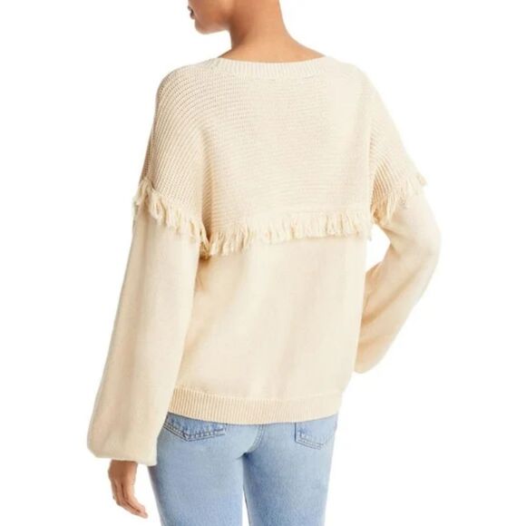 Joie Angelia Fringe Cotton Cashmere Sweater Large NWT - Picture 7 of 11